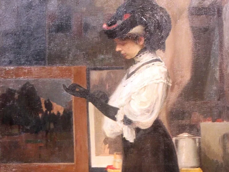 1879-Ernst Lübbert - Signora con cane